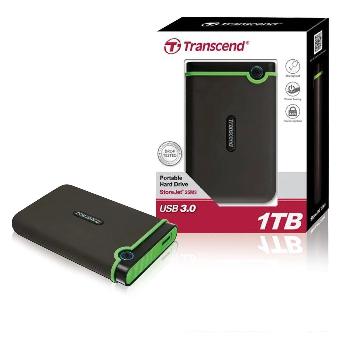 Transcend USB 3.0 Portable Hard Drive – 1TB Black
